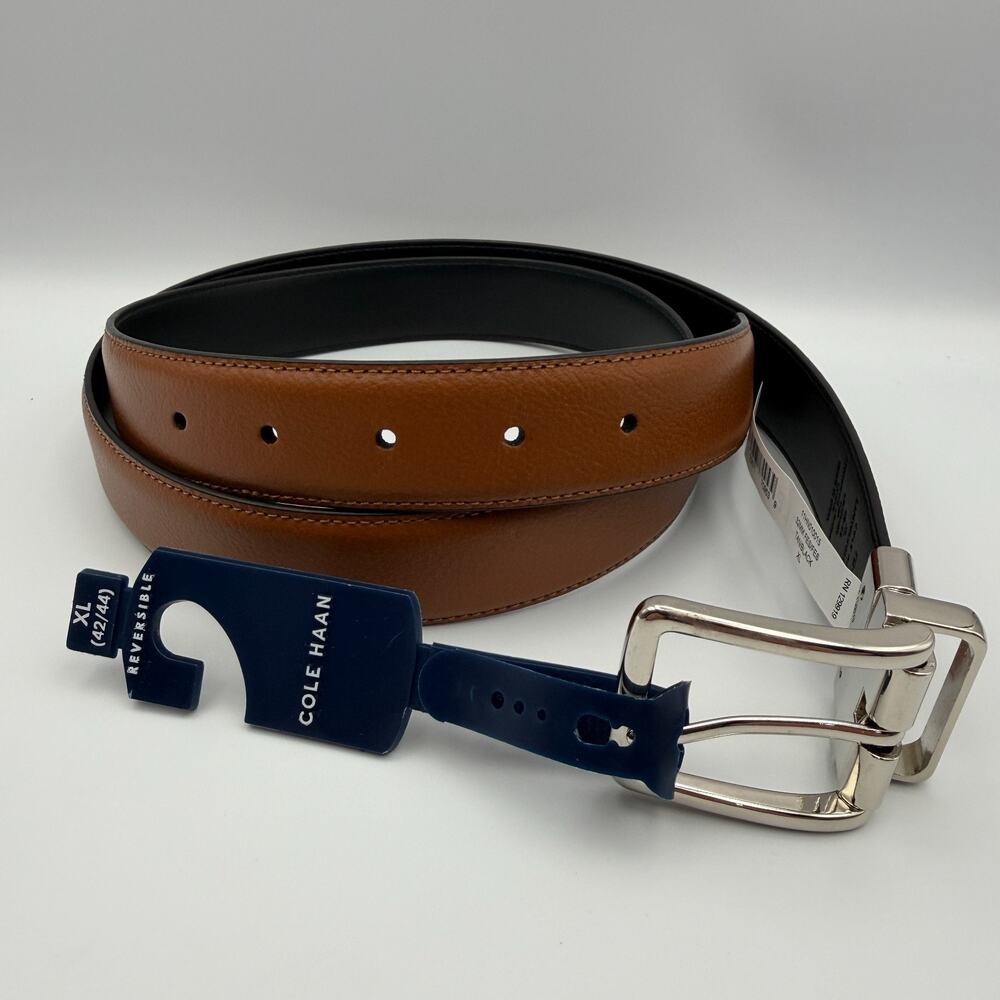 Cole Haan Men's 32mm Reversible Leather Belt Tan/Black XL 42/44 MSRP $80 NWT